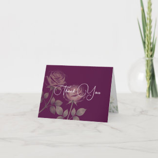 Purple Floral Thank You Card