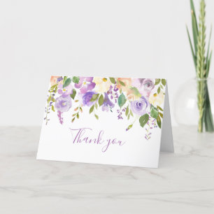 Purple floral thank you card