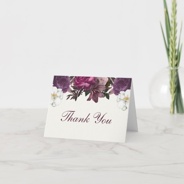 Purple Floral Thank You Cards (Front)