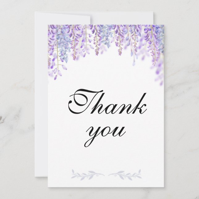 Purple Floral Thank You Cards Wedding (Front)