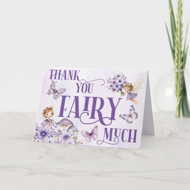 Purple Floral Thank You Fairy Much Folded (Front)