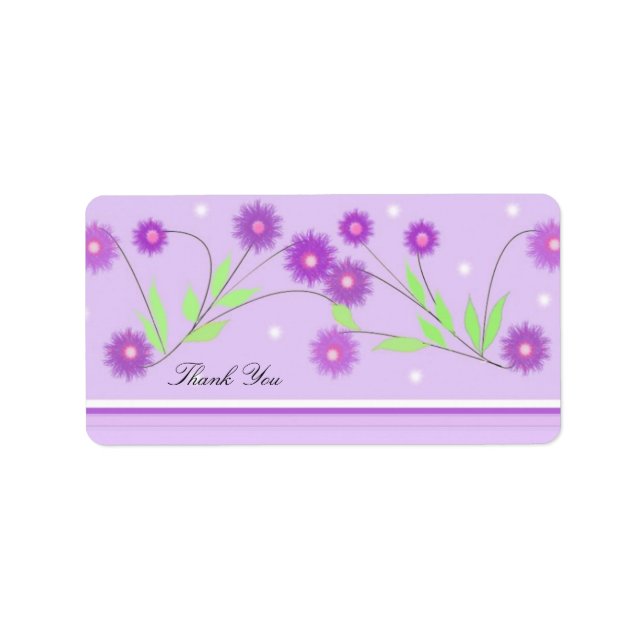 Purple  Floral Thank You Label (Front)