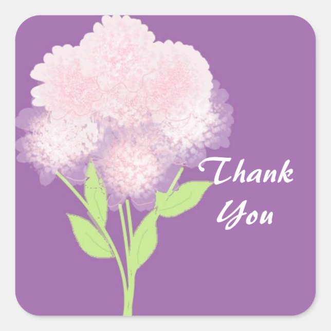 Purple Floral Thank You Square Sticker (Front)