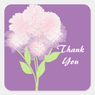 Purple Floral Thank You Square Sticker