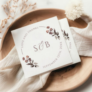 Purple Floral Thank You Wedding Napkin