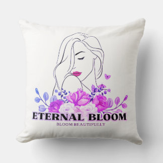Purple Floral Throw Pillow Cover