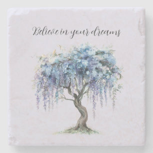 Purple Floral Tree Stone Coaster