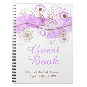 Purple Floral Twist Bridal Shower Notebook