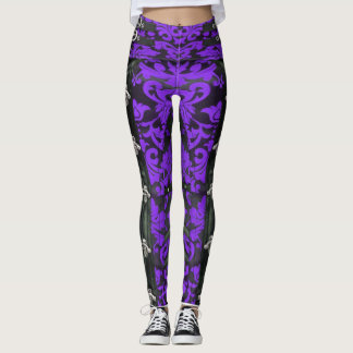 Purple Floral Victorian Steampunk Spandex Leggings