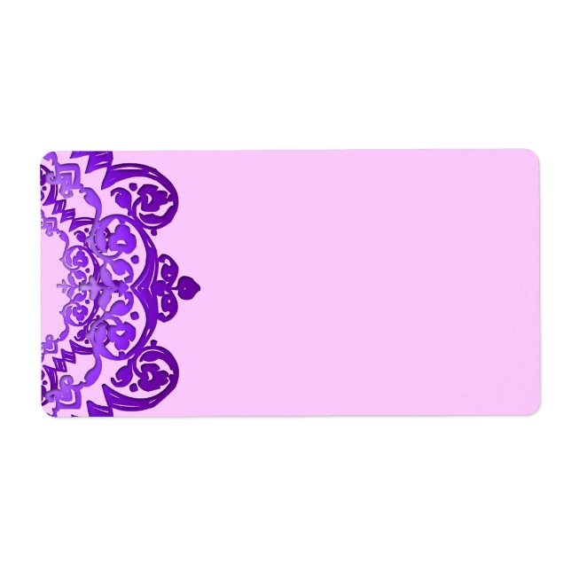 Purple Floral Vintage Art Blank Large Labels (Front)