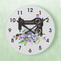 Purple Floral Vintage Sewing Machine Monogram