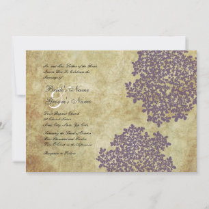 Purple Floral Vintage Wedding Invitations