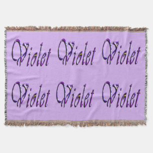 Purple Floral Violet Name, Throw Blanket