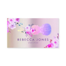 purple floral violin Business Card