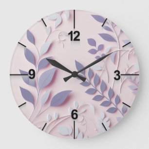Purple Floral Wall Clock–Ai design  Large Clock