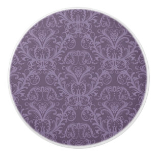 Purple floral wallpaper 2 ceramic knob