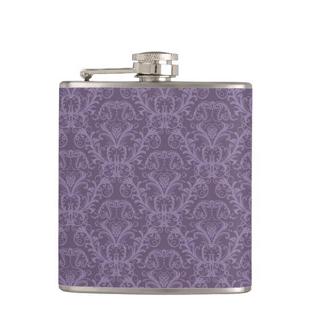 Purple floral wallpaper 2 hip flask (Front)