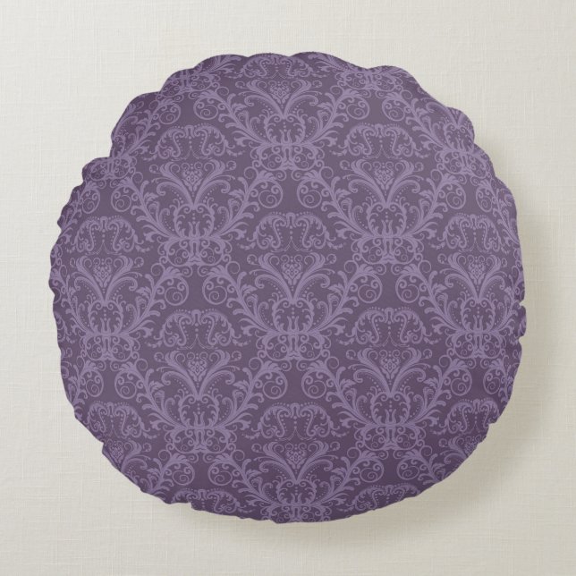 Purple floral wallpaper 2 round cushion (Front)