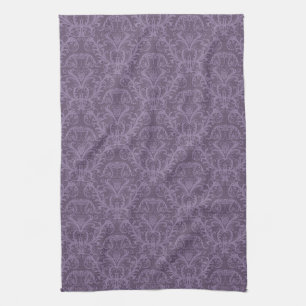Purple floral wallpaper 2 tea towel