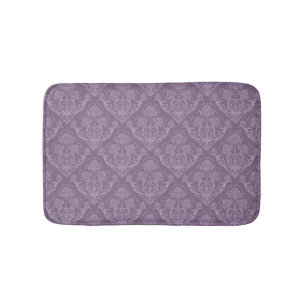 Purple floral wallpaper bath mat