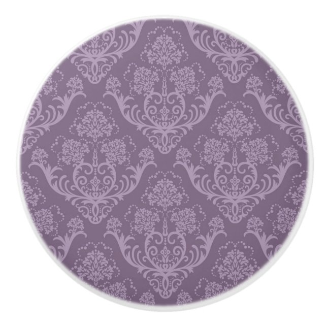 Purple floral wallpaper ceramic knob (Front)