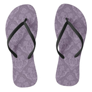 Purple floral wallpaper flip flops