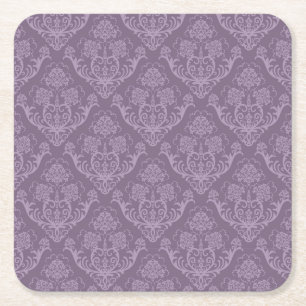 Purple floral wallpaper square paper coaster