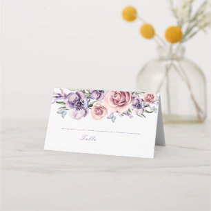 Purple Floral Watecolor Place Card