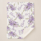 Purple floral watercolor Baby Girl Name script