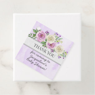 Purple Floral Watercolor Baby Shower Thank You Favour Tags
