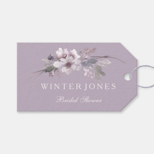 Purple Floral Watercolor Bridal Shower Favour Tag
