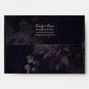 Purple Floral Watercolor Dark Bohemian Moody Envelope