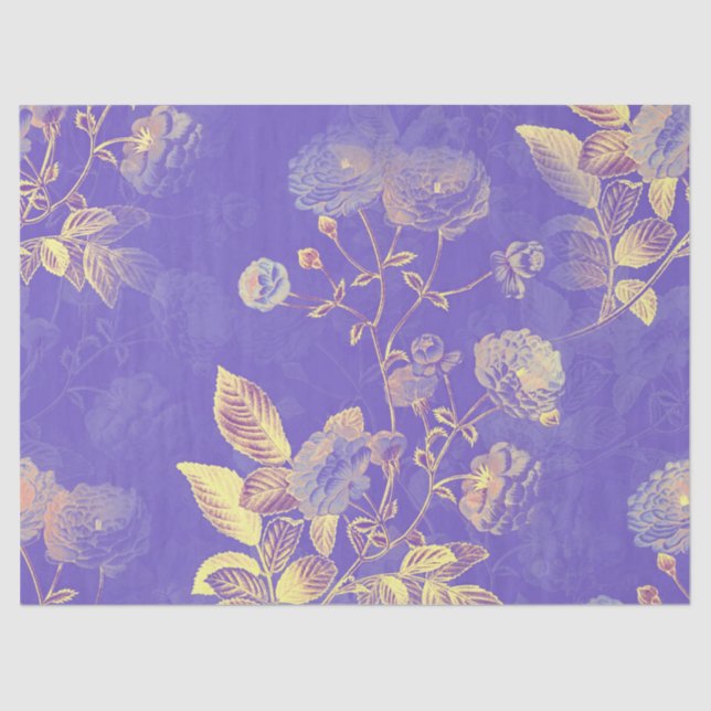 Purple Floral Watercolor Decoupage Tissue Paper (Front)