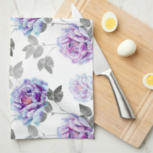 Purple Floral Watercolor Dish Towel