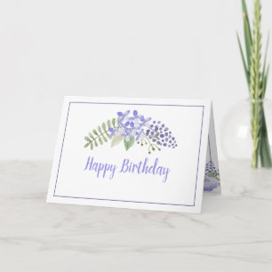Purple Floral Watercolor Elegant Feminine Birthday Card