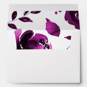 Purple Floral Watercolor Flowers Invitation Card Envelope