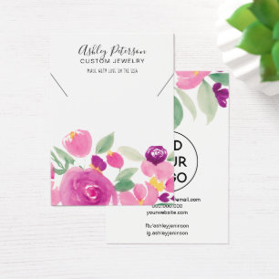 Purple floral watercolor jewellery necklace displa