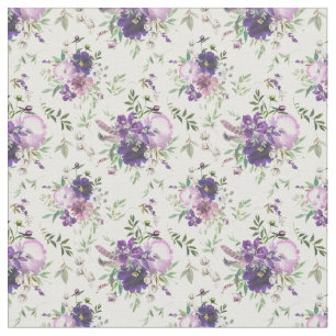 Purple Floral Watercolor Lavender Flowers Fabric