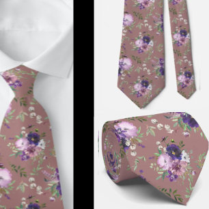 Purple Floral Watercolor Lavender Flowers  Neck Ti Tie