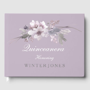 Purple Floral Watercolor Quinceanera Guest Book