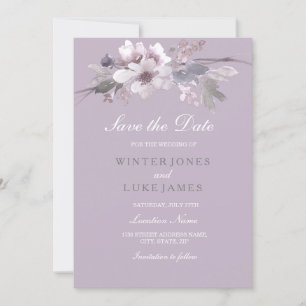 Purple Floral Watercolor Save The Date Invitation