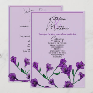 Purple Floral Watercolor Wedding Programme
