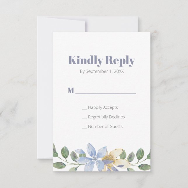Purple Floral Watercolor Wedding Response Card (Front)