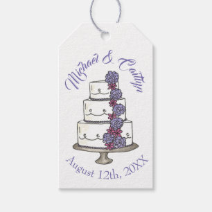 Purple Floral Wedding Cake Bridal Shower Favour Gift Tags