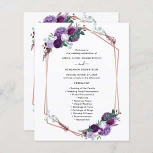 Purple Floral Wedding Ceremony Program