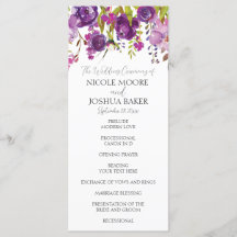Purple Floral Wedding Ceremony Program