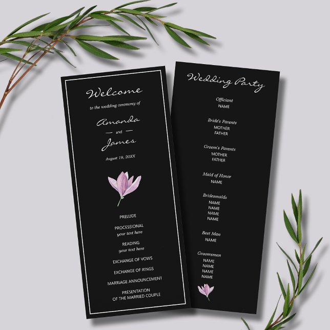 Purple Floral Wedding Ceremony Program Programme (Purple Floral Wedding Ceremony Programs)