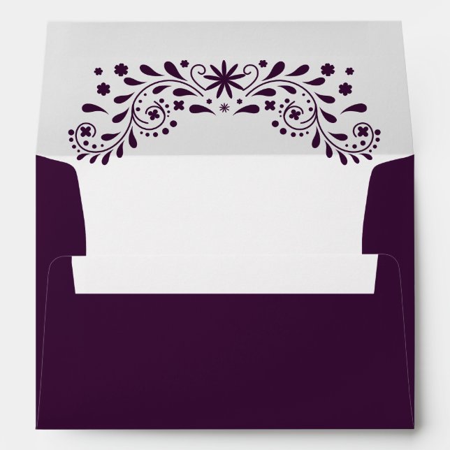Purple Floral Wedding Envelope (Back (Bottom))