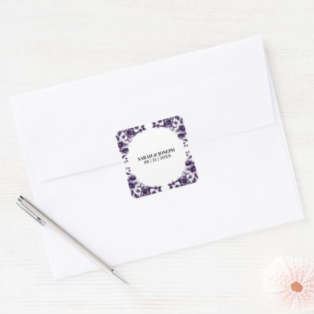 Purple Floral Wedding Envelope Seal (Envelope)