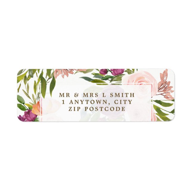 purple floral wedding etc return address label (Front)